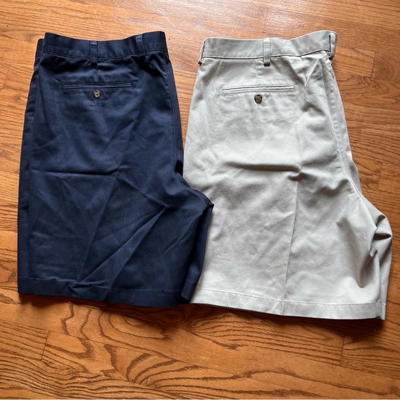 L.L. Bean Other - Lot of 2 LL BEAN Natural Fit Men's Pleated Chino Shorts - Beige & Navy - EUC
